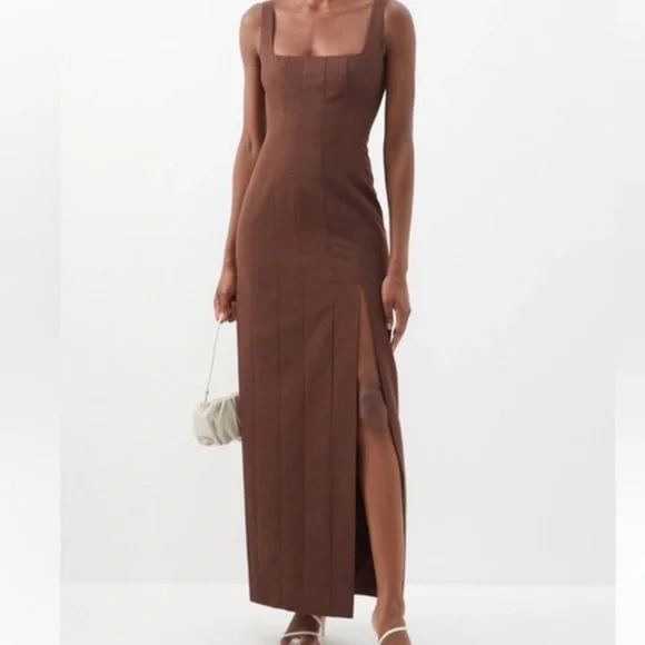 staud dress brown Staud Le Havre Dress in Dark Chocolate – Hampden Clothing